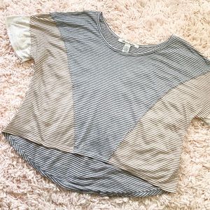 American Rag Brown & Gray Stripe Cropped Tee